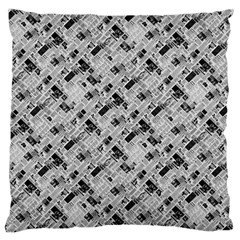 8 bit newspaper pattern, gazette collage black and white Large Cushion Case (Two Sides)