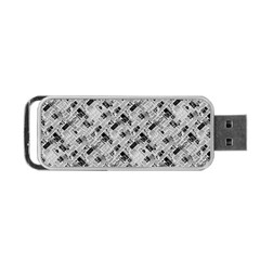 8 bit newspaper pattern, gazette collage black and white Portable USB Flash (One Side)