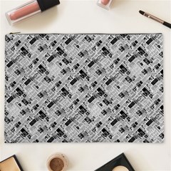 8 bit newspaper pattern, gazette collage black and white Cosmetic Bag (XXL)