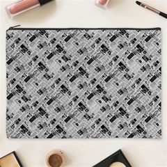 8 bit newspaper pattern, gazette collage black and white Cosmetic Bag (XXXL)