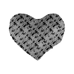 8 bit newspaper pattern, gazette collage black and white Standard 16  Premium Heart Shape Cushions