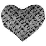 8 bit newspaper pattern, gazette collage black and white Large 19  Premium Heart Shape Cushions Back