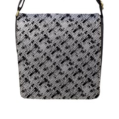 8 Bit Newspaper Pattern, Gazette Collage Black And White Flap Closure Messenger Bag (l) by Casemiro