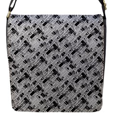 8 Bit Newspaper Pattern, Gazette Collage Black And White Flap Closure Messenger Bag (s) by Casemiro