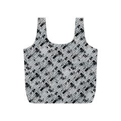 8 bit newspaper pattern, gazette collage black and white Full Print Recycle Bag (S)