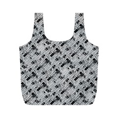 8 bit newspaper pattern, gazette collage black and white Full Print Recycle Bag (M)