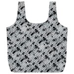 8 bit newspaper pattern, gazette collage black and white Full Print Recycle Bag (XL) Front