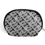 8 bit newspaper pattern, gazette collage black and white Accessory Pouch (Medium) Front