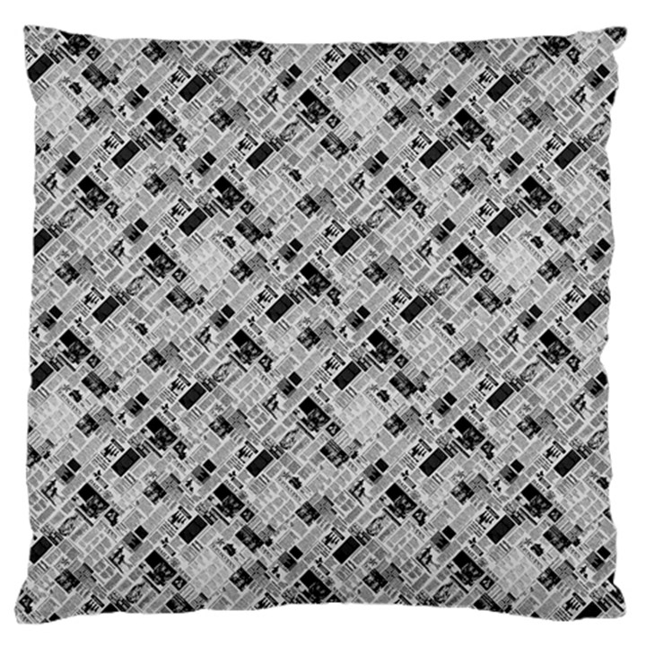 8 bit newspaper pattern, gazette collage black and white Standard Flano Cushion Case (One Side)