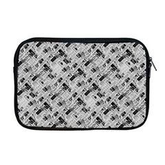 8 Bit Newspaper Pattern, Gazette Collage Black And White Apple Macbook Pro 17  Zipper Case by Casemiro