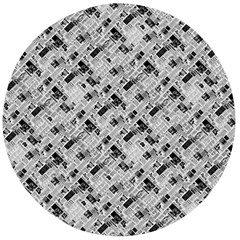 8 Bit Newspaper Pattern, Gazette Collage Black And White Wooden Bottle Opener (round) by Casemiro