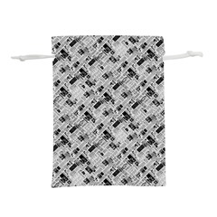 8 bit newspaper pattern, gazette collage black and white Lightweight Drawstring Pouch (S)