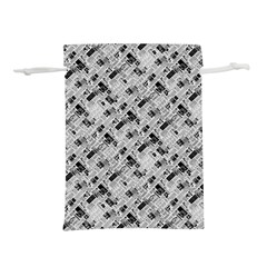 8 bit newspaper pattern, gazette collage black and white Lightweight Drawstring Pouch (L)