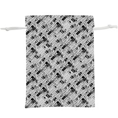 8 bit newspaper pattern, gazette collage black and white  Lightweight Drawstring Pouch (XL)