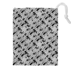 8 bit newspaper pattern, gazette collage black and white Drawstring Pouch (4XL)