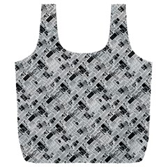 8 bit newspaper pattern, gazette collage black and white Full Print Recycle Bag (XXL)