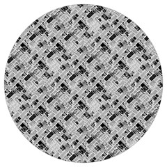 8 Bit Newspaper Pattern, Gazette Collage Black And White Round Trivet by Casemiro