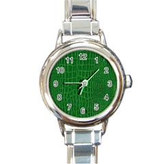 Crocodile Leather Green Round Italian Charm Watch by skindeep