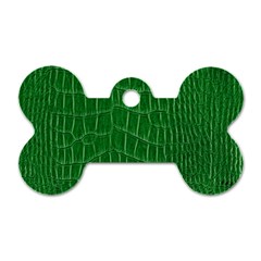 Crocodile Leather Green Dog Tag Bone (one Side) by skindeep