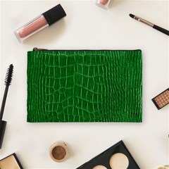 Crocodile Leather Green Cosmetic Bag (medium) by skindeep