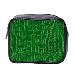 Crocodile Leather Green Mini Toiletries Bag (two Sides) by skindeep