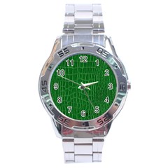 Crocodile Leather Green Stainless Steel Analogue Watch by skindeep