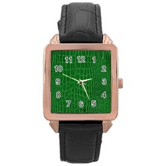 Crocodile Leather Green Rose Gold Leather Watch 