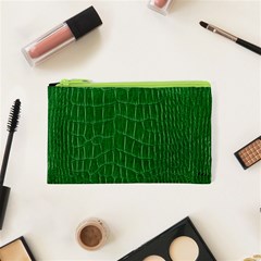 Crocodile Leather Green Cosmetic Bag (xs) by skindeep