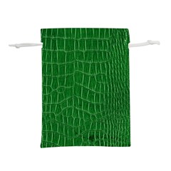 Crocodile Leather Green Lightweight Drawstring Pouch (l) by skindeep