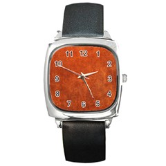 Faux Leather Brown 2 Square Metal Watch by skindeep