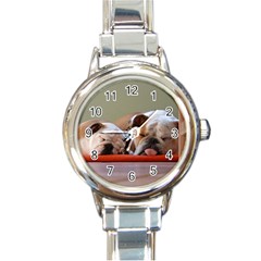 2 Sleeping Bulldogs Round Italian Charm Watch by SomethingForEveryone