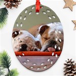 2 Sleeping Bulldogs Ornament (Oval Filigree) Front