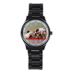 2 Sleeping Bulldogs Stainless Steel Round Watch by SomethingForEveryone