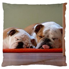 2 Sleeping Bulldogs Large Flano Cushion Case (one Side) by SomethingForEveryone