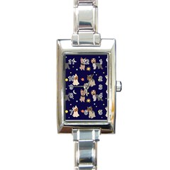 Terrier Cute Dog With Stars Sun And Moon Rectangle Italian Charm Watch by SychEva