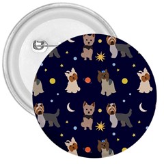 Terrier Cute Dog With Stars Sun And Moon 3  Buttons by SychEva