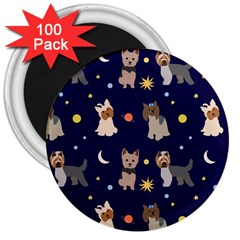 Terrier Cute Dog With Stars Sun And Moon 3  Magnets (100 Pack) by SychEva