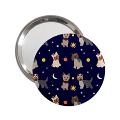 Terrier Cute Dog With Stars Sun And Moon 2 25  Handbag Mirrors by SychEva