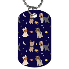 Terrier Cute Dog With Stars Sun And Moon Dog Tag (two Sides) by SychEva