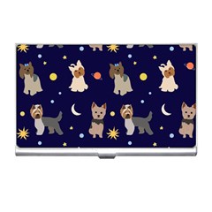 Terrier Cute Dog With Stars Sun And Moon Business Card Holder by SychEva