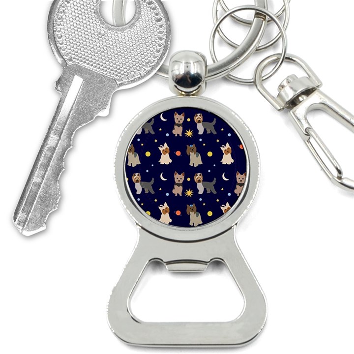 Terrier Cute Dog With Stars Sun And Moon Bottle Opener Key Chain