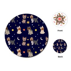 Terrier Cute Dog With Stars Sun And Moon Playing Cards Single Design (round) by SychEva