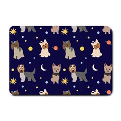 Terrier Cute Dog With Stars Sun And Moon Small Doormat  by SychEva