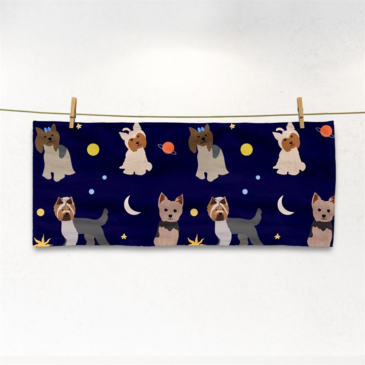 Terrier Cute Dog With Stars Sun And Moon Hand Towel