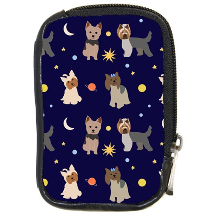 Terrier Cute Dog With Stars Sun And Moon Compact Camera Leather Case