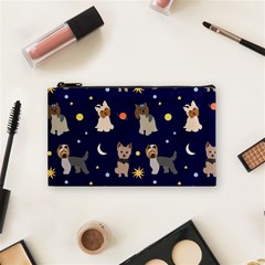 Terrier Cute Dog With Stars Sun And Moon Cosmetic Bag (small) by SychEva