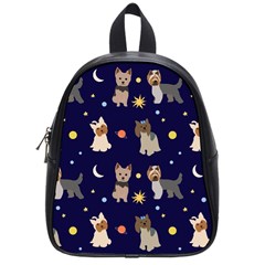 Terrier Cute Dog With Stars Sun And Moon School Bag (small) by SychEva