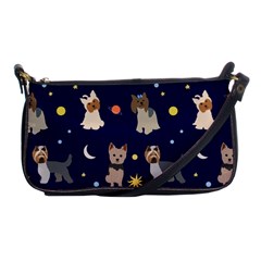 Terrier Cute Dog With Stars Sun And Moon Shoulder Clutch Bag by SychEva