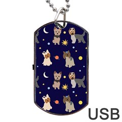 Terrier Cute Dog With Stars Sun And Moon Dog Tag Usb Flash (two Sides) by SychEva