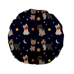 Terrier Cute Dog With Stars Sun And Moon Standard 15  Premium Round Cushions by SychEva